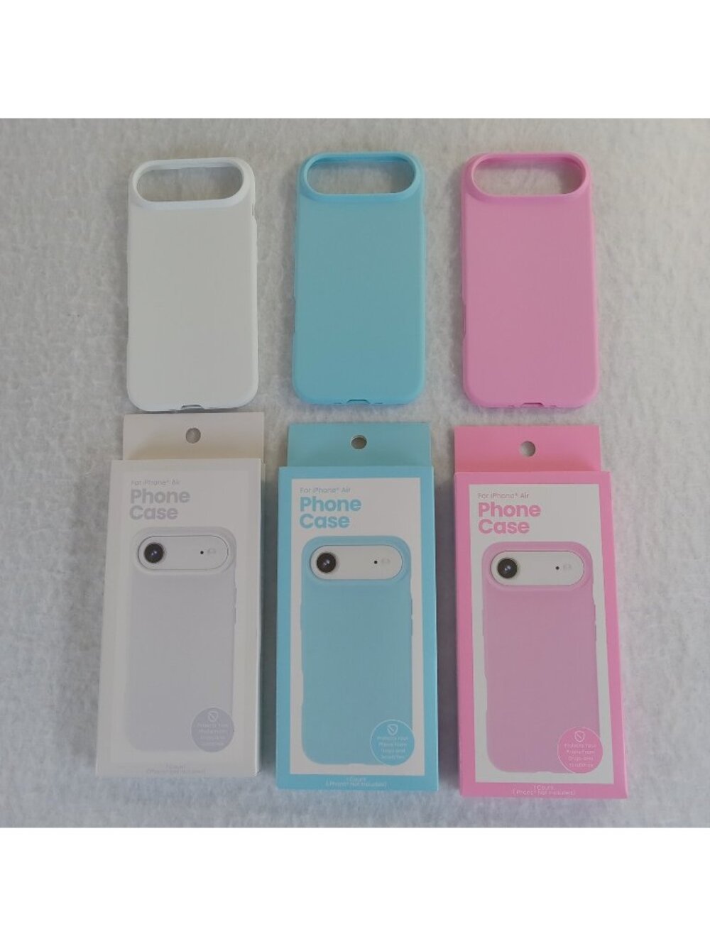 3 iPhone Air Slim Durable Lightweight TPU Phone Cases Covers Pink Blue White